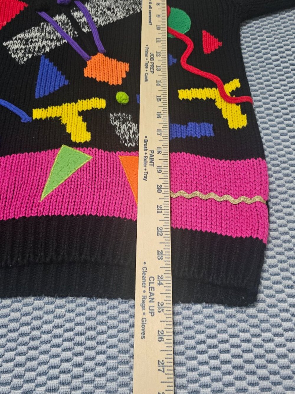 Cherry Stix Vintage 80's 90's Knitted Black with Multi Color Sweater Size Medium - Picture 5 of 5